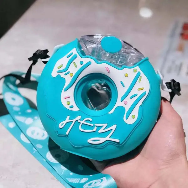 Creative Portable Kids Donut Water Bottle Cute Baby Summer Straw Cup