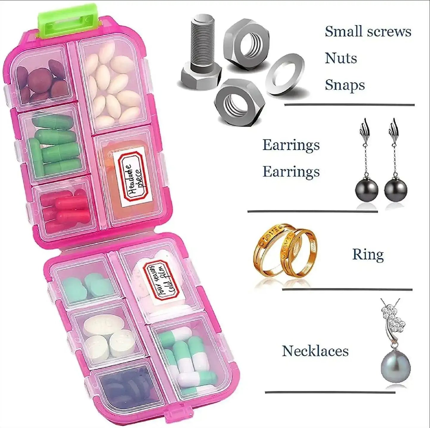 Tcare Travel Pill Organizer - Moisture Proof Daily Pill Case