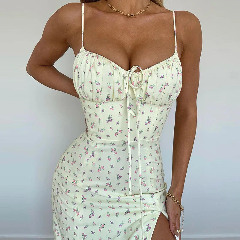 Women's Elegant Floral Beach Vacation Bodycon Long Dress