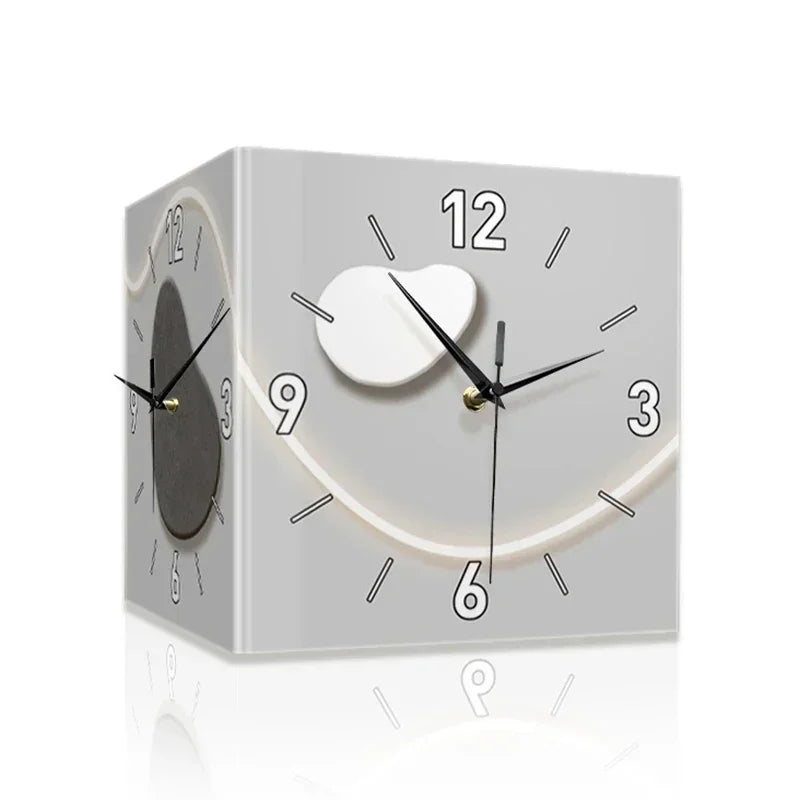 Double-Sided Wall Clock - Modern Art LED Light Clock