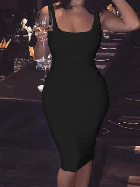Sexy Tank Top Mini Dress - Plus Size Solid Color Sleeveless Style