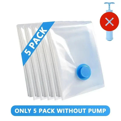 8PCS Vacuum Storage Bags - Space Saver Travel Storage with Hand-Pump