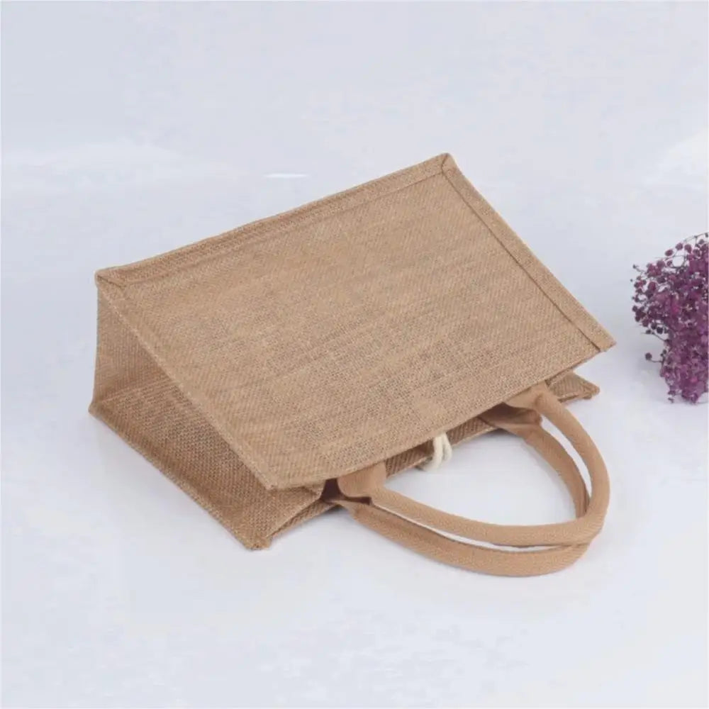 Vintage Burlap Tote Bag - Women's Jute Beach Shopping Handbag