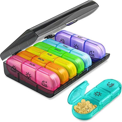 7-Day Pill Organizer with 21 Grids - Large Compartments