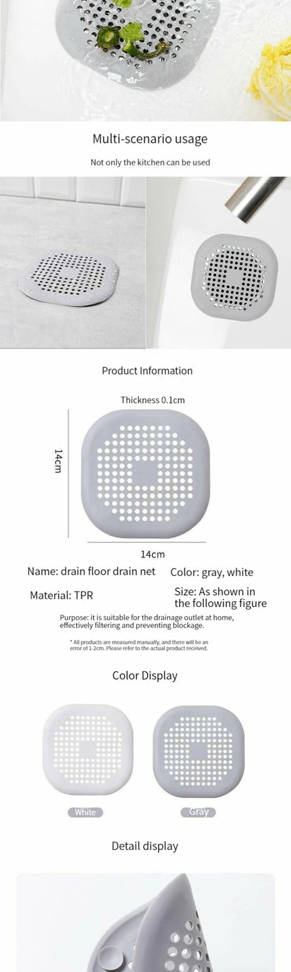 Anti-Clogging Drain Mat – Suction Cup Hair Filter for Kitchen & Bath