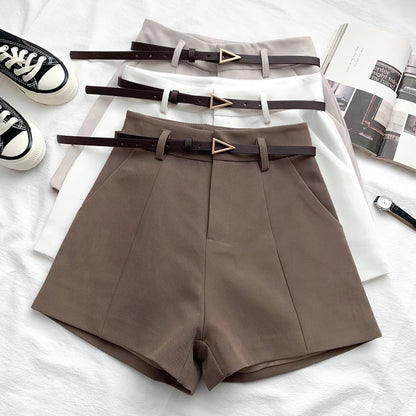 ITOOLIN Casual Women's Shorts - A-line High Waist Belted Vintage Trousers