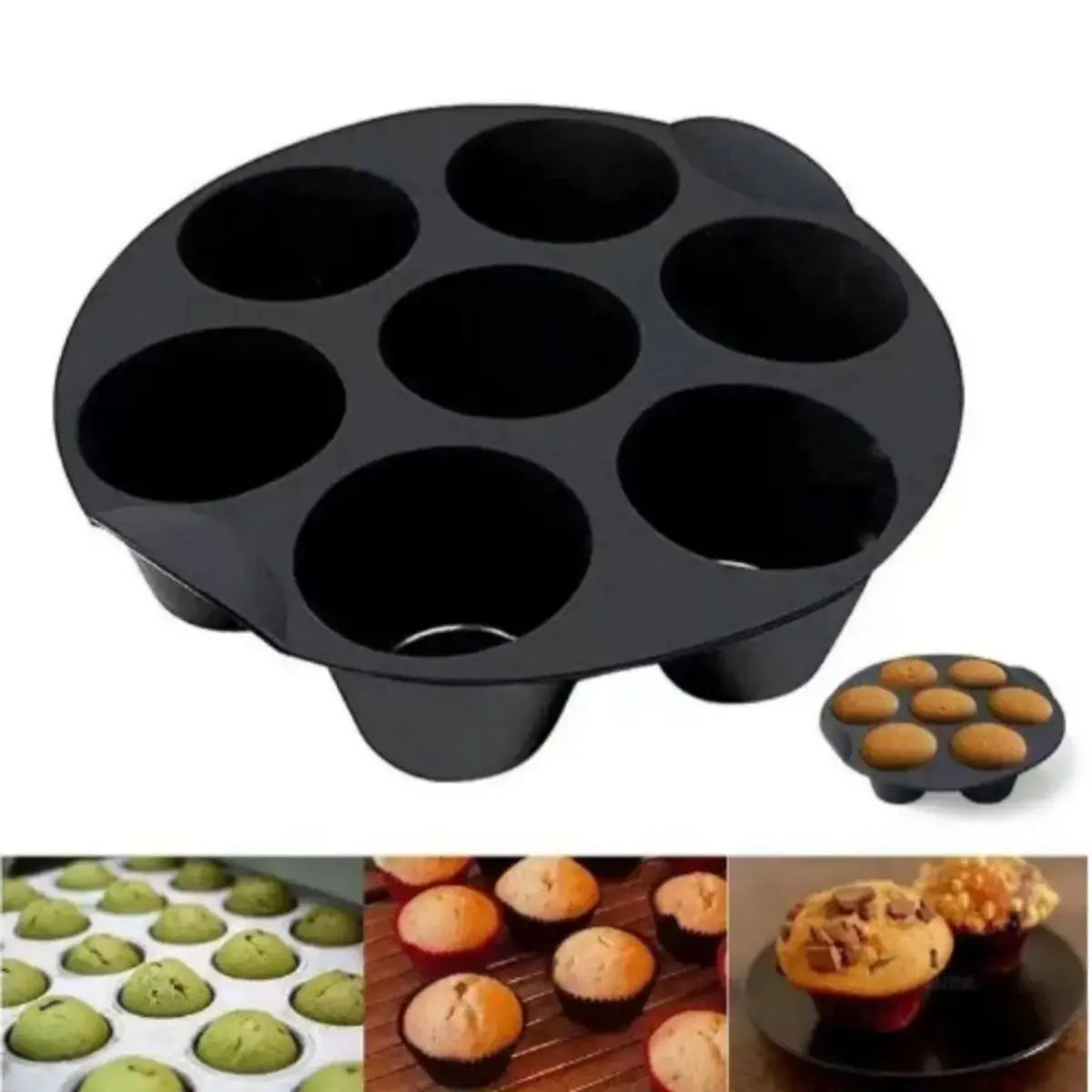 7-Hole Silicone Cake Mold | Air Fryer & Baking Accessory