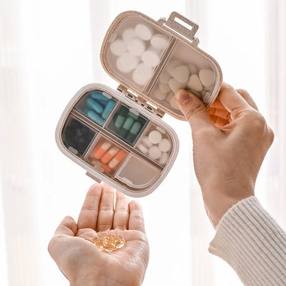 Travel Pill Box with 8 Grids - Wheat Straw Medicine Container
