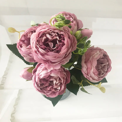 High-Quality Silk Peony & Hydrangea Bouquet for Home & Weddings
