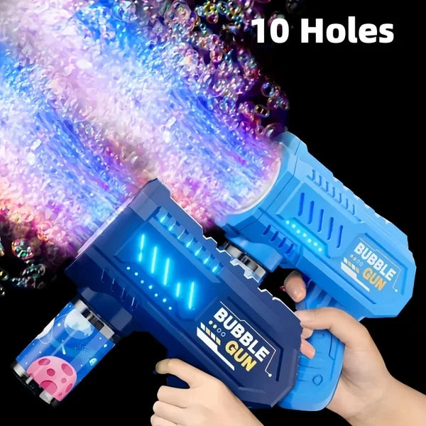 10 Holes Children Electric Bubble Gun Rocket Soap Automatic Bubble