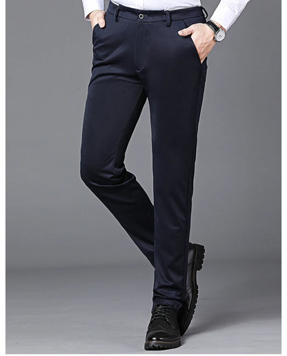 Spring Autumn Business Dress Pants - Elastic Waist Frosted Fabric Trousers