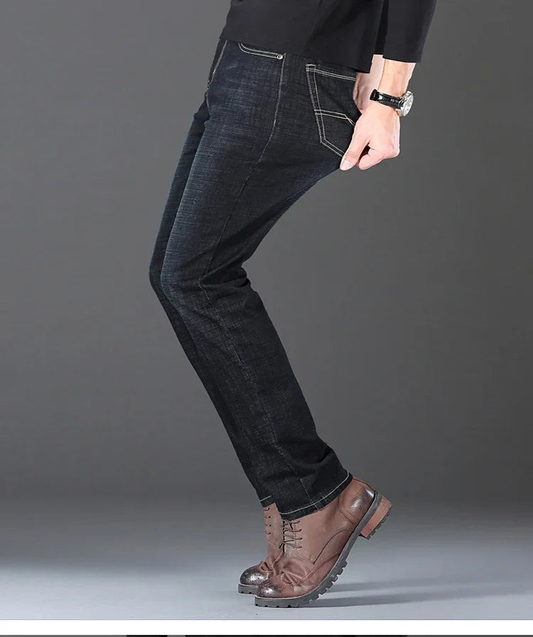 Men's Stretch Jeans - Slim Straight Fit Black & Blue Trousers