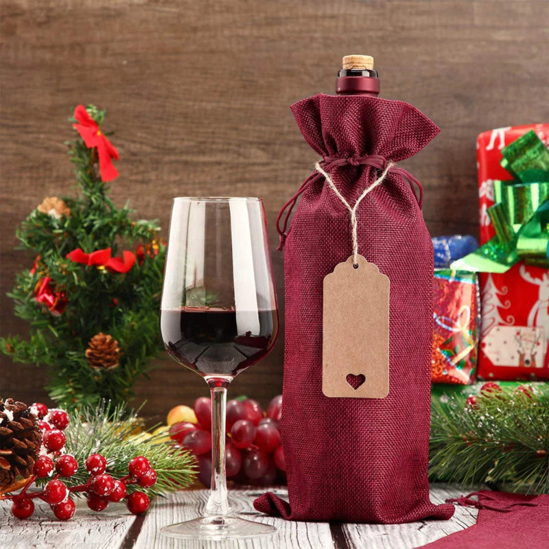 Burlap Wine Bags - Jute Wine Bottle Bags with Drawstrings
