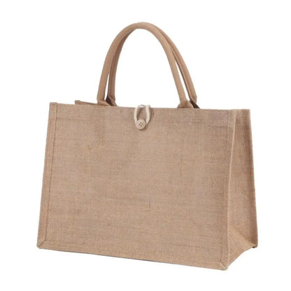 Vintage Burlap Tote Bag - Women's Jute Beach Shopping Handbag