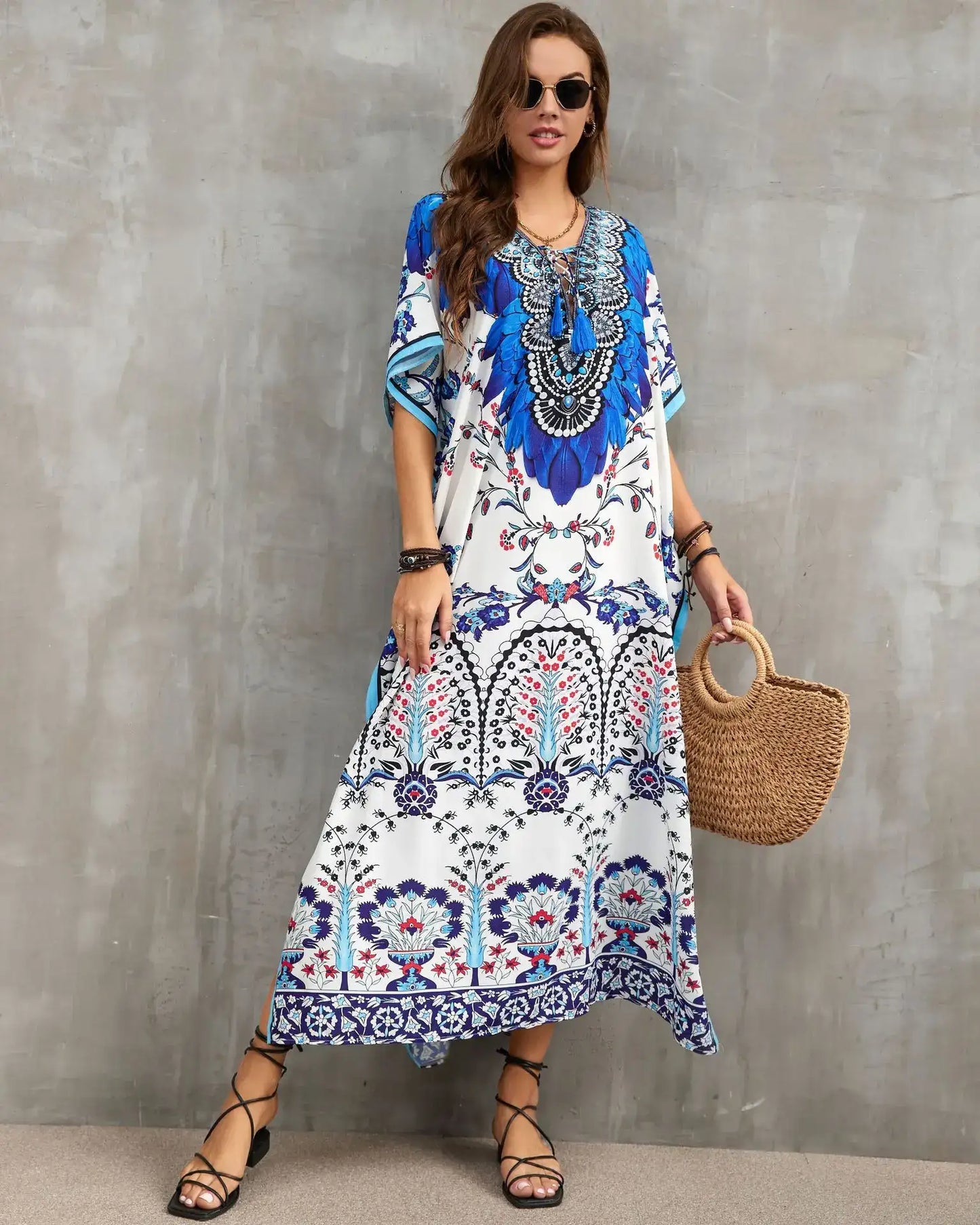 Women's Plus Size Kaftan Dress: Maxi Caftan Beach Cover Up & Summer Loungewear