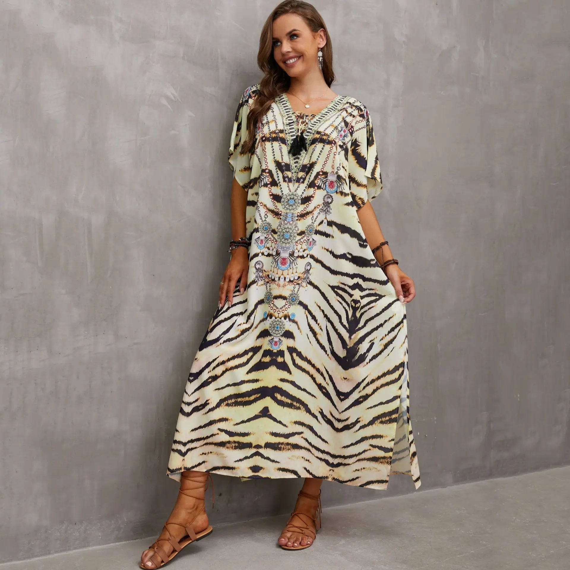 Women's Plus Size Kaftan Dress: Maxi Caftan Beach Cover Up & Summer Loungewear