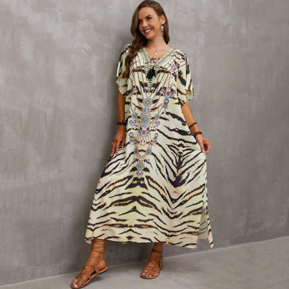 Women's Plus Size Kaftan Dress: Maxi Caftan Beach Cover Up & Summer Loungewear