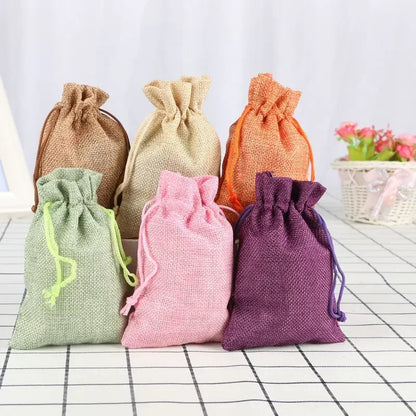 10Pcs Jute Natural Burlap Bag - Multi-Size Jewelry & Gift Bags