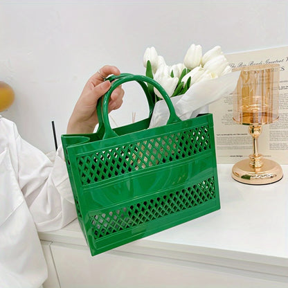 Candy-Colored Basket Bag - Large Capacity Beach Tote
