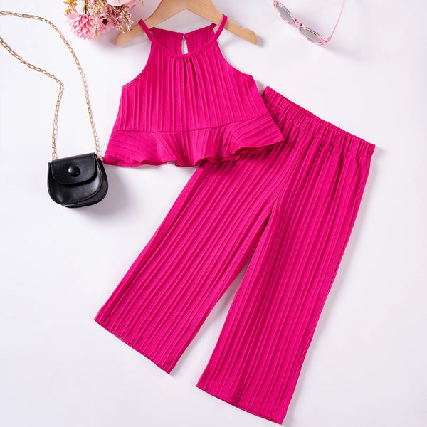 Kids Set Girls Summer Clothing Sets Camisole Tops And Loose Pants