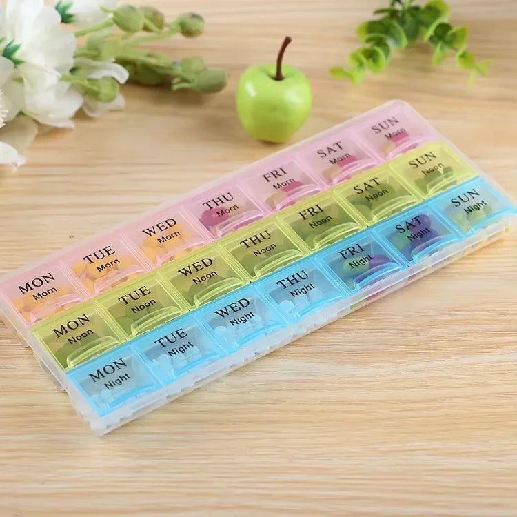 Weekly 7 Days Pill Box - 28 Squares/21Grids/14Grids Organizer