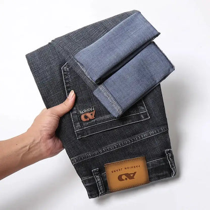 Spring Summer Men's Slim Thin Jeans - Retro Light Blue Denim Pants