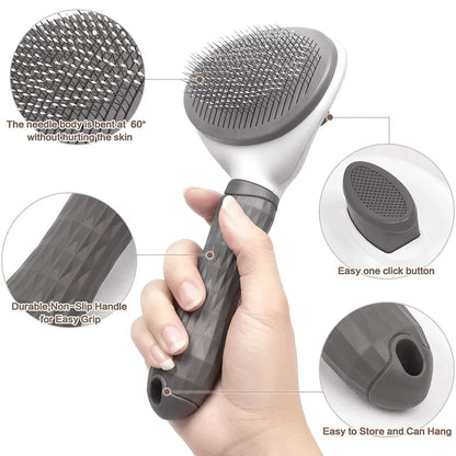 Self-Cleaning Pet Brush – Dematting Comb for Dogs & Cats