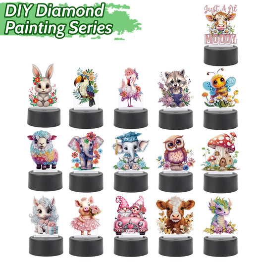 Acrylic Diamond Painting LED Night Light - Double-Sided Rhinestone Lamp