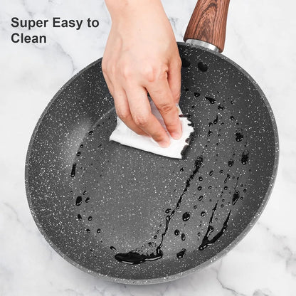 11 PCS Ceramic Pots & Pans Set with Glass Covers, Non-stick Cookware with lids, Pre-installed, Heat resistant