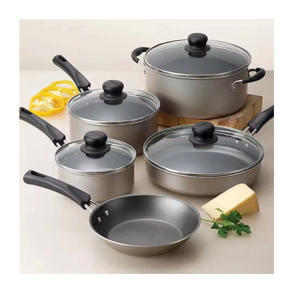 9-Piece Nonstick Cookware Set - Champagne, Lightweight & Durable