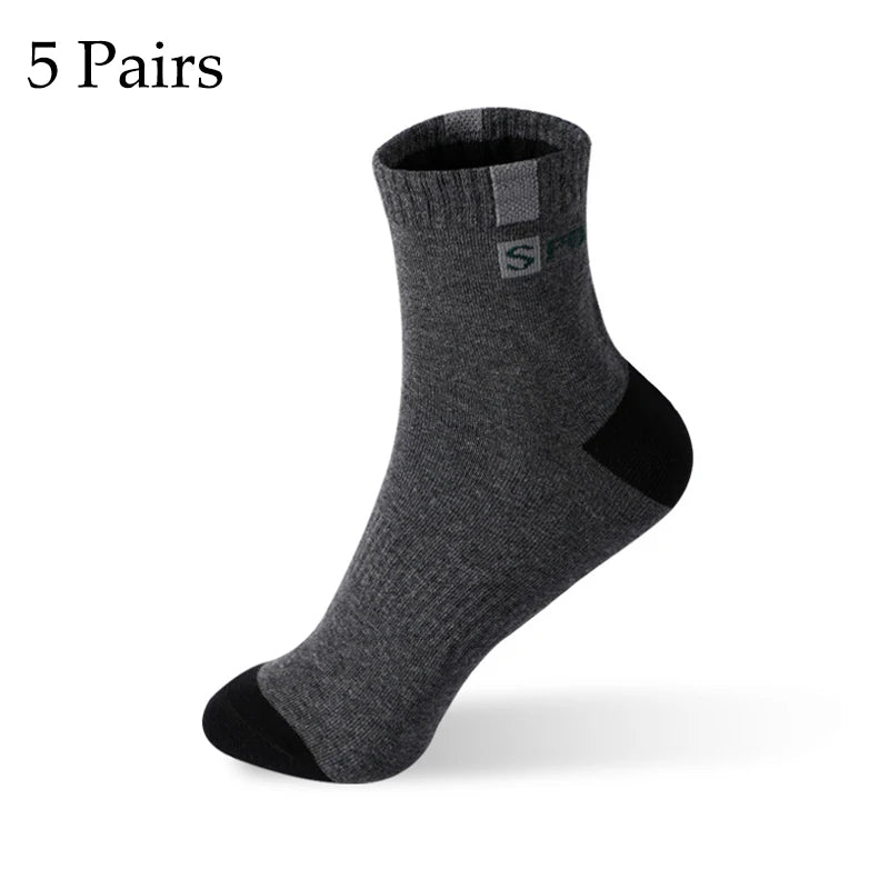 Men's Cotton Socks - Sport Breathable Soft Letter Sneakers