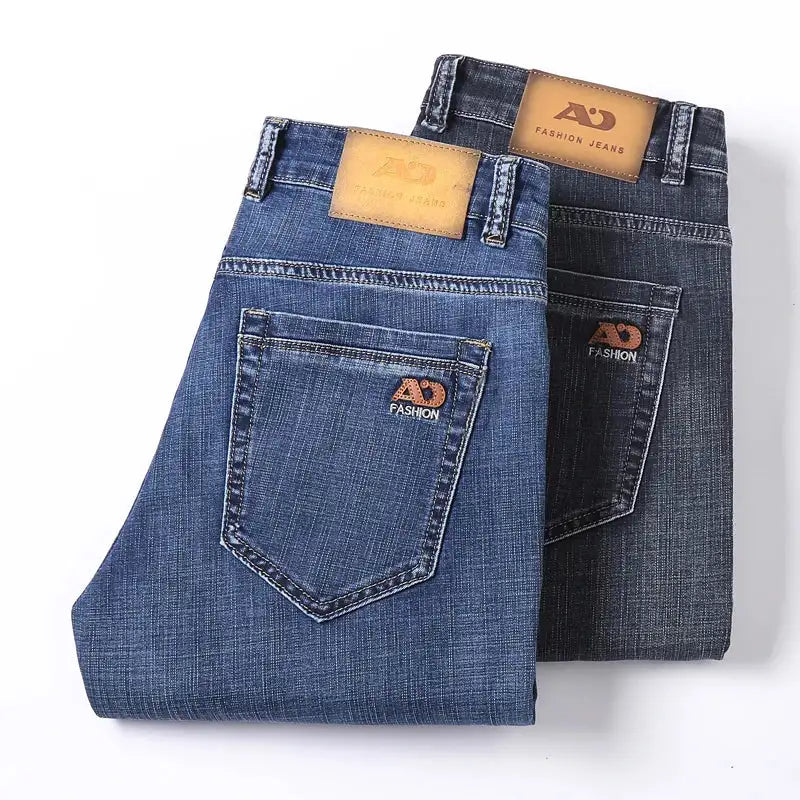 Spring Summer Men's Slim Thin Jeans - Retro Light Blue Denim Pants