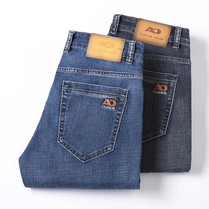 Spring Summer Men's Slim Thin Jeans - Retro Light Blue Denim Pants
