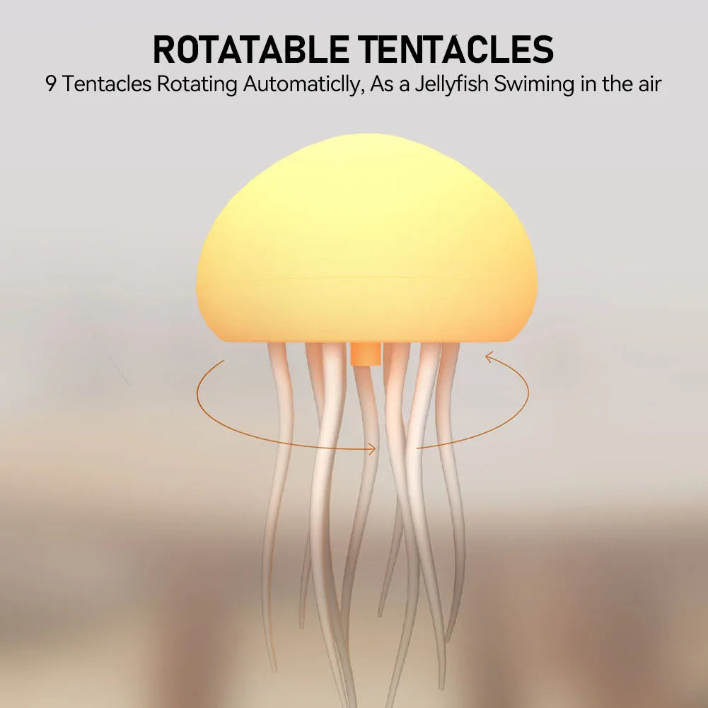 Cartoon Jellyfish Night Light - RGB Gradient LED Lamp with Voice Control
