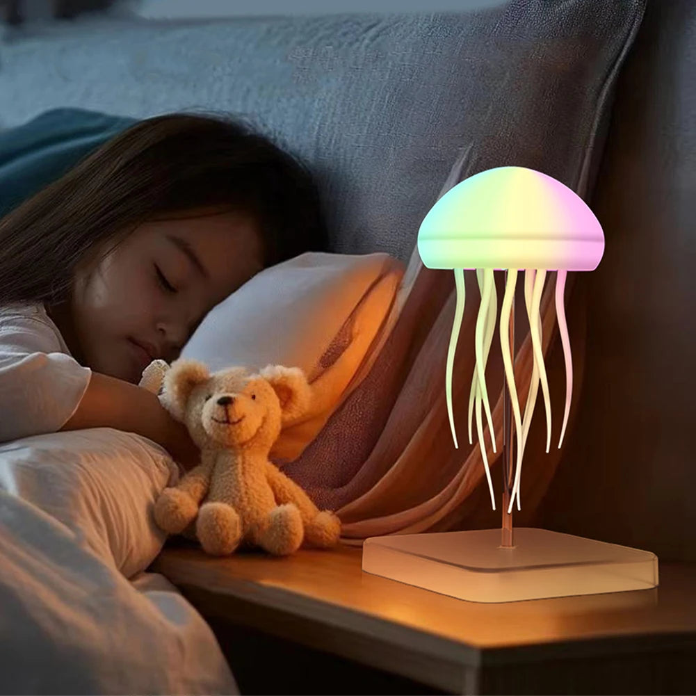 Cartoon Jellyfish Night Light - RGB Gradient LED Lamp with Voice Control