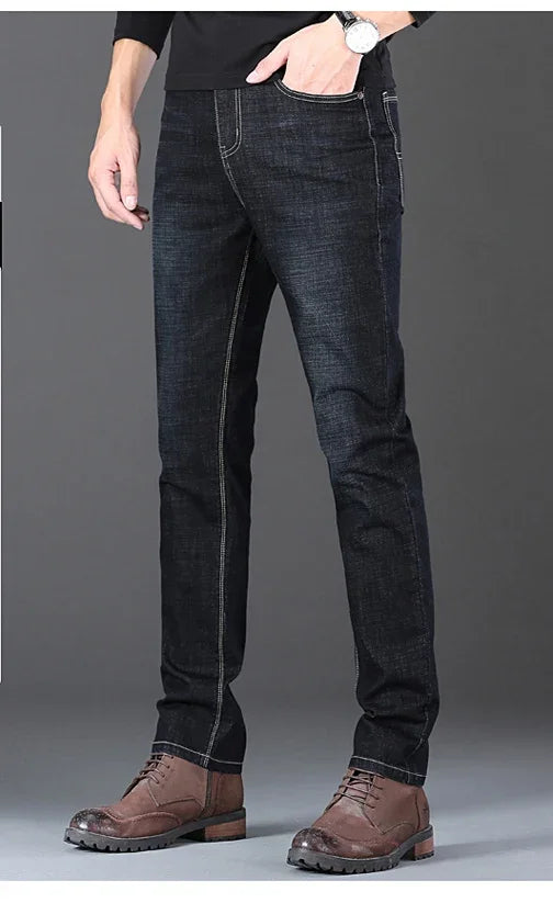 Men's Stretch Jeans - Slim Straight Fit Black & Blue Trousers