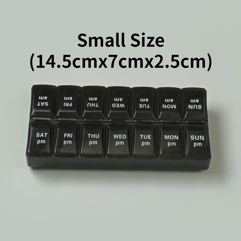 Weekly Portable Travel Pill Box - 7 Days Organizer with 14 Grids