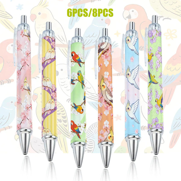 6pcs 8pcs Pet Parrot Theme Ballpoint Pens Student Writing Pens Toy