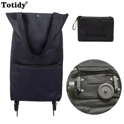 Portable Grocery Tug Bag with Wheels & PVC Tote