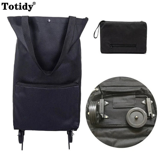 Portable Grocery Tug Bag with Wheels & PVC Tote
