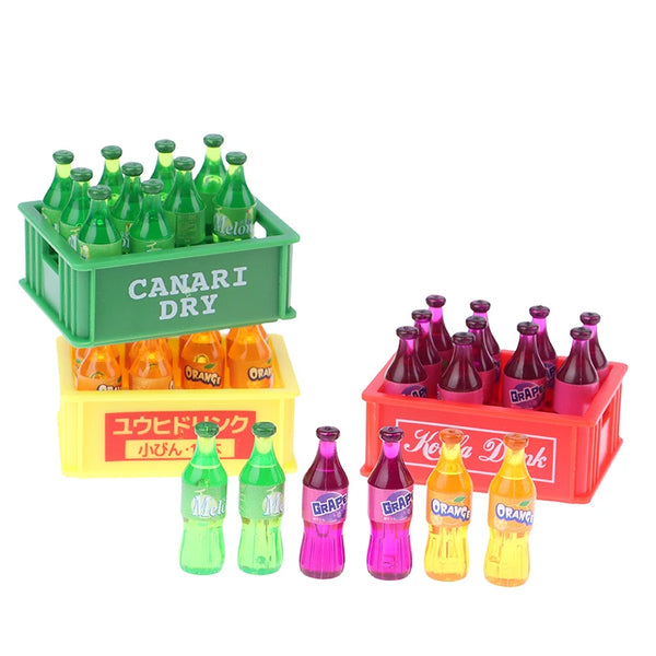 1set 1 12 Dollhouse Miniature Drinks Soda Drink Bottle With Storage