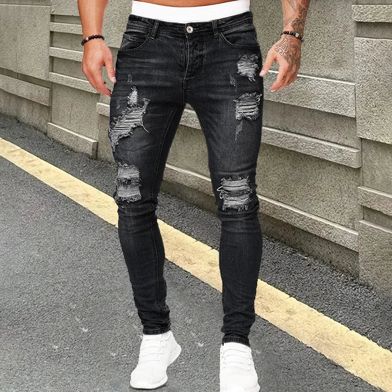 Men's Punk Hip Hop Black Jeans