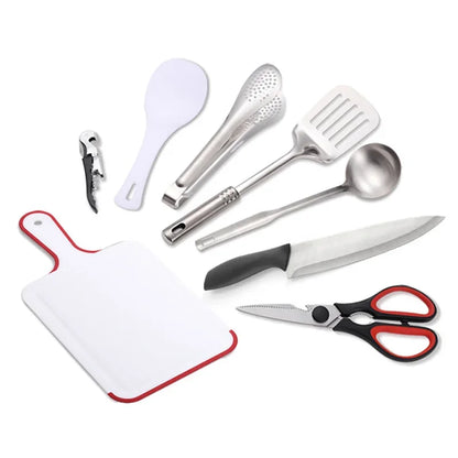 Portable Travel Utensils Set - 9PCs Stainless Steel Camping Cookware