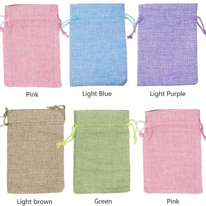 10Pcs Jute Natural Burlap Bag - Multi-Size Jewelry & Gift Bags