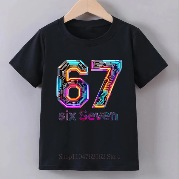 Children S Clothing Six Seven Print T Shirt Summer Girls Boys Punk