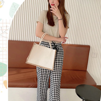 Burlap Jute Tote Bag - Vintage Reusable Grocery & Gift Bag