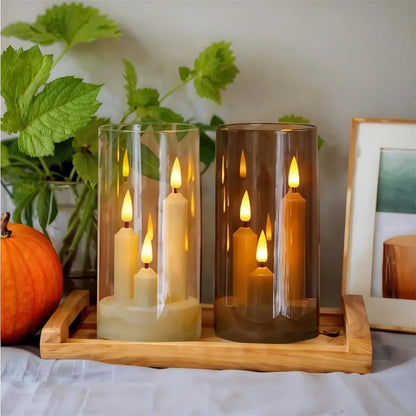 Clear Acrylic 3-Wick Flameless LED Candles - Battery Operated