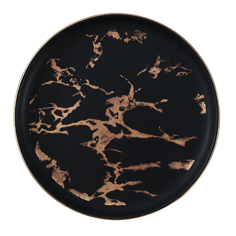 Nordic Marbled Gold Edge Ceramic Plate