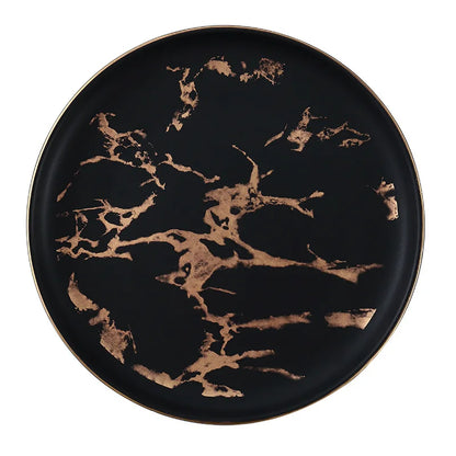 Nordic Marbled Gold Edge Ceramic Plate