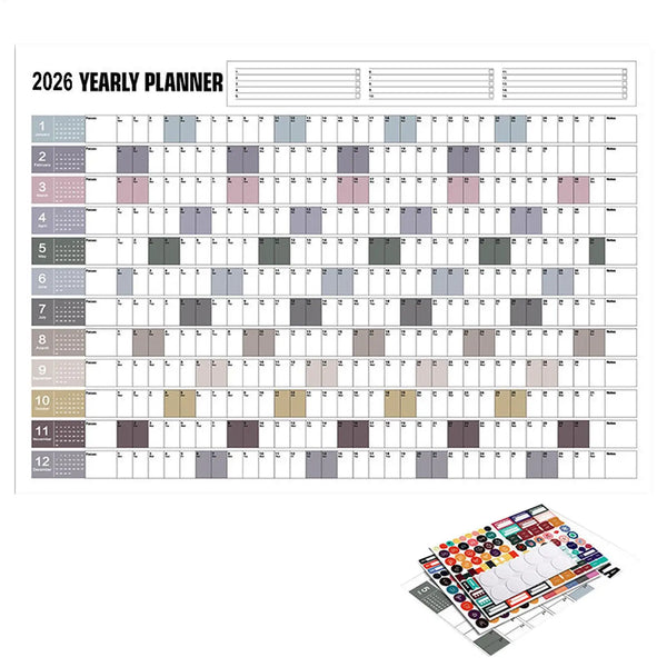 Yearly Wall Calendar Poster Stickers Large Tool